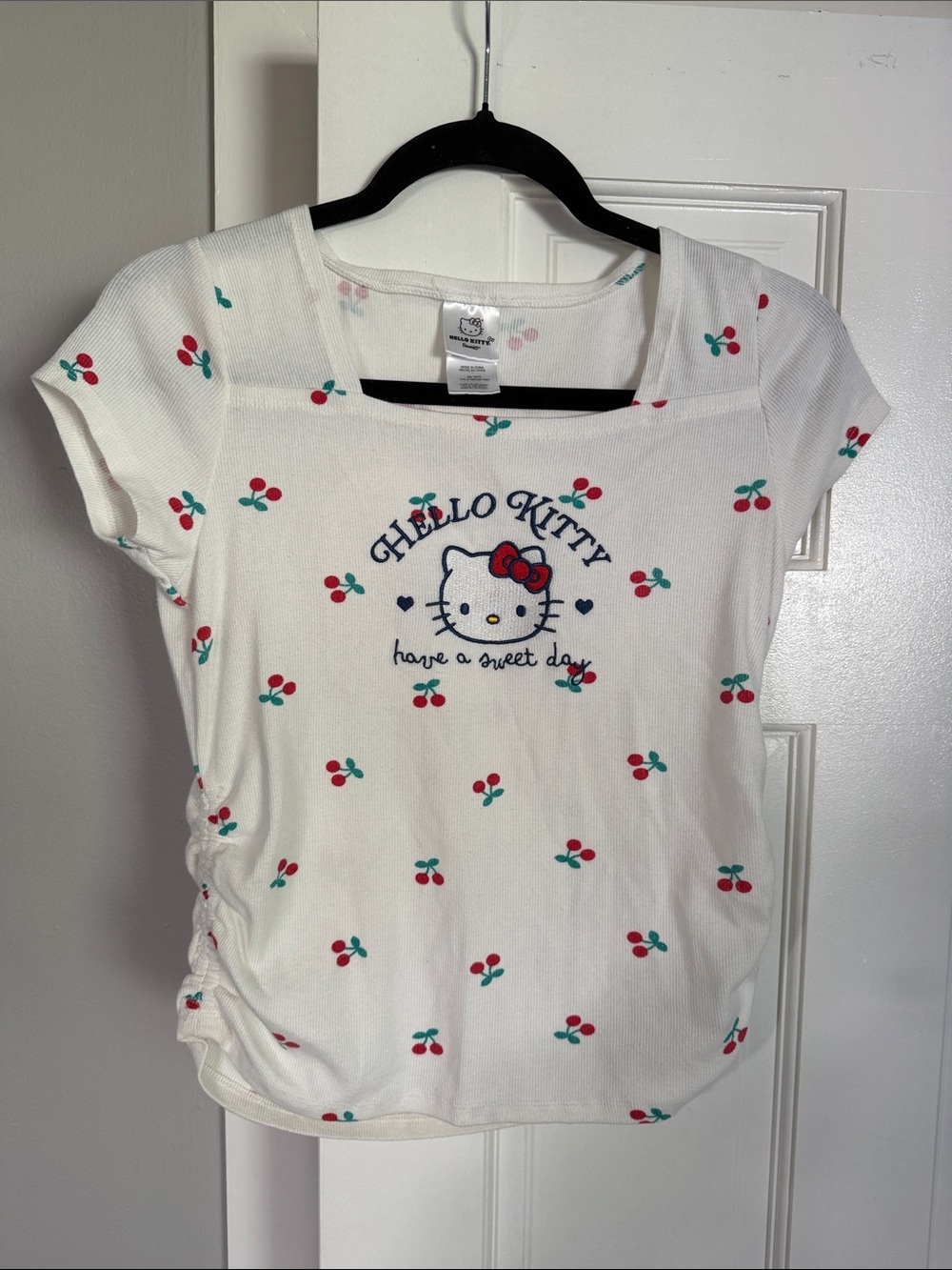 Hello Kitty White Tee with Red Cherry Print